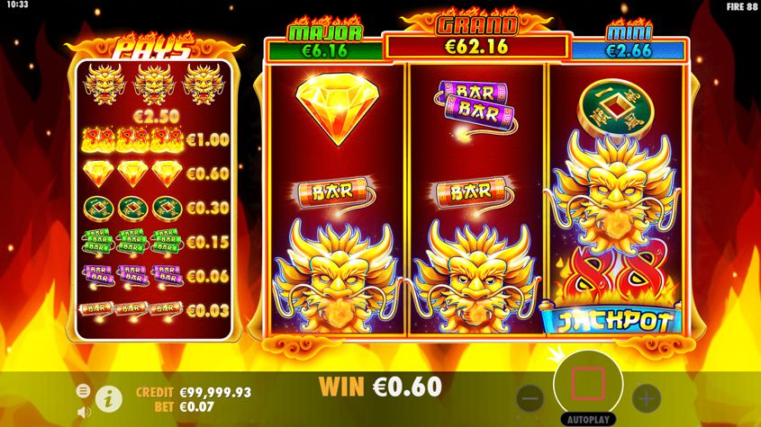 Fire 88 Slot สล็อตค่าย Pragmatic Play บนเว็บ PGSLOT