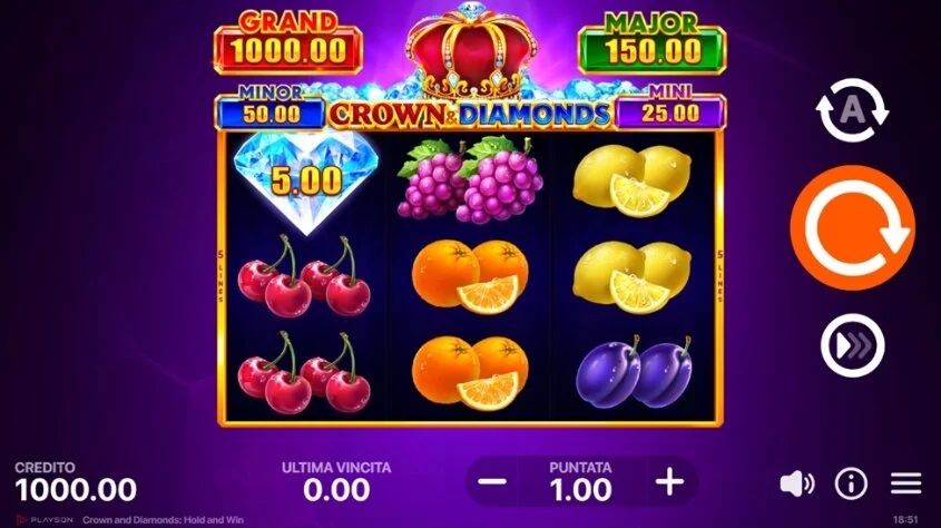 Crown & Diamonds Hold and Win Slot สล็อตค่าย Playson เครดิตฟรี