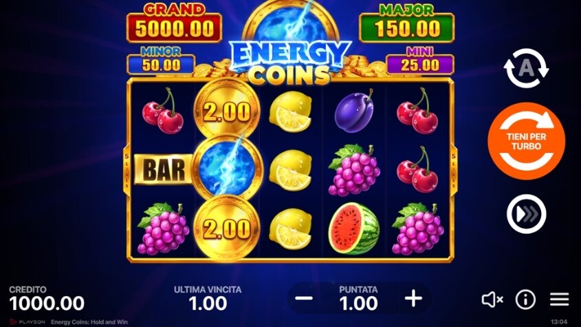 Energy Coins Hold and Win สล็อตค่าย Playson เว็บตรง