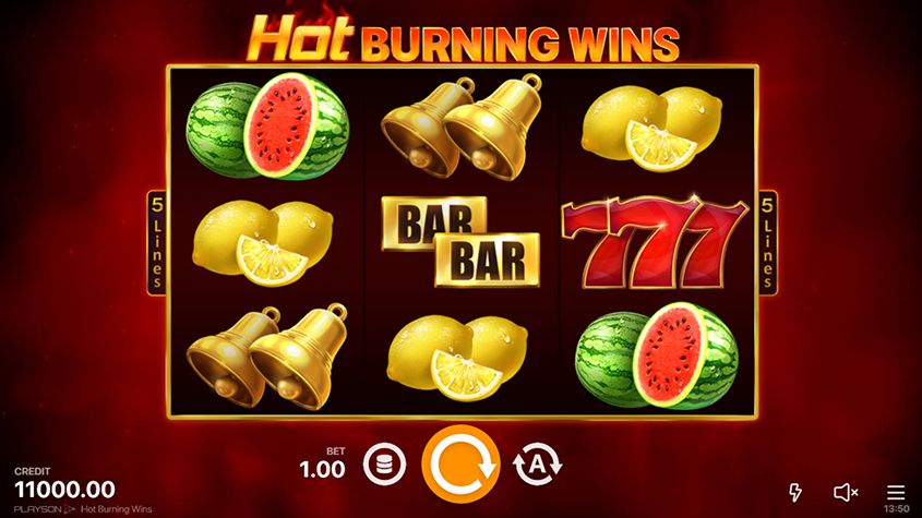 Hot Burning Wins สล็อต Playson เครดิตฟรี