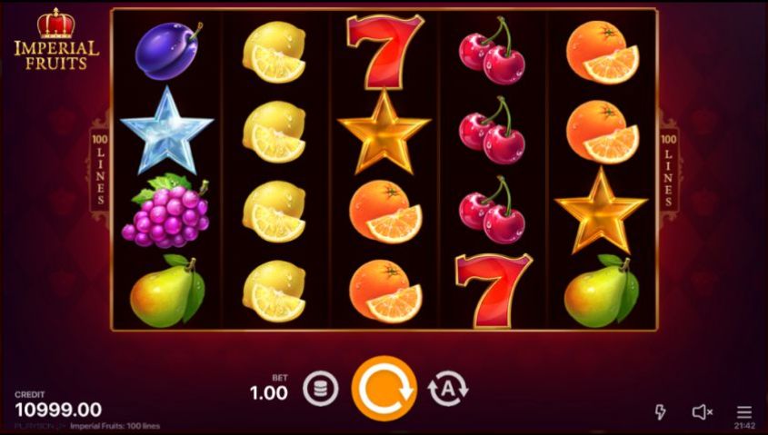 Imperial Fruits 100 Lines สล็อต Playson เครดิตฟรี