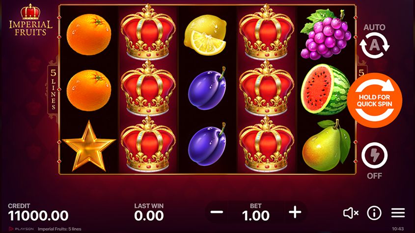 Imperial Fruits 5 Lines สล็อต Playson เครดิตฟรี