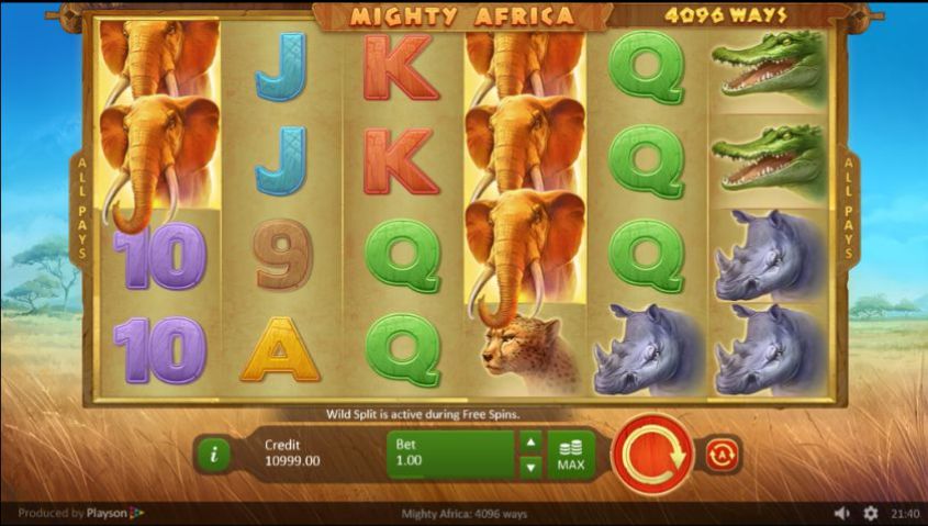 Mighty Africa 4096 Ways สล็อต Playson เครดิตฟรี